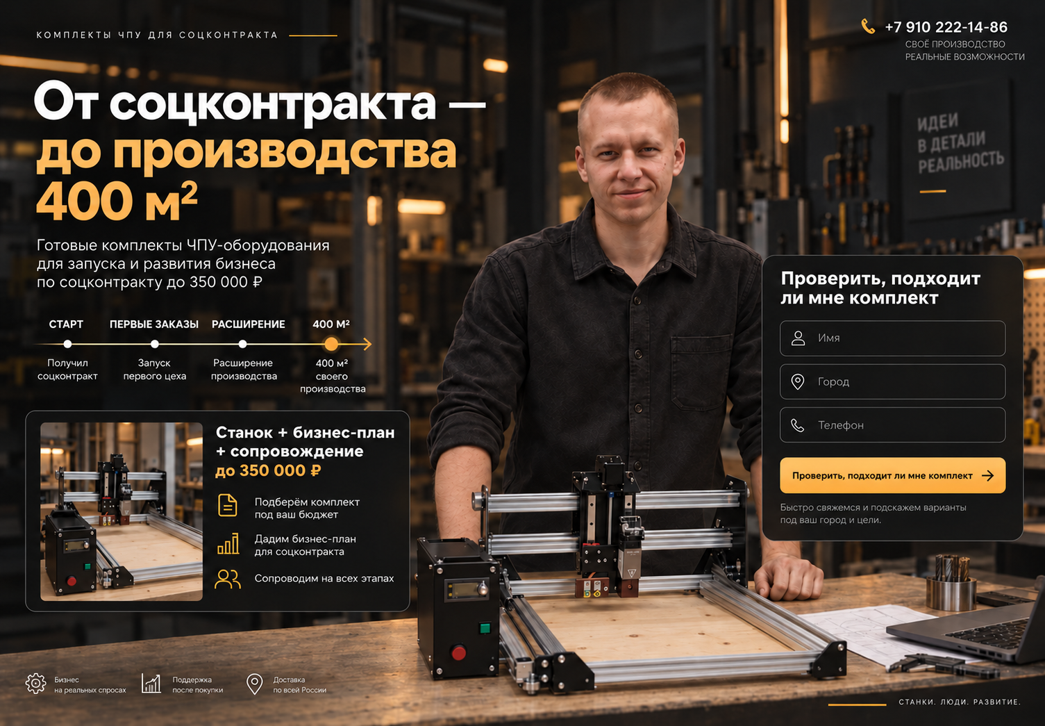 От соцконтракта до производства 400 м²